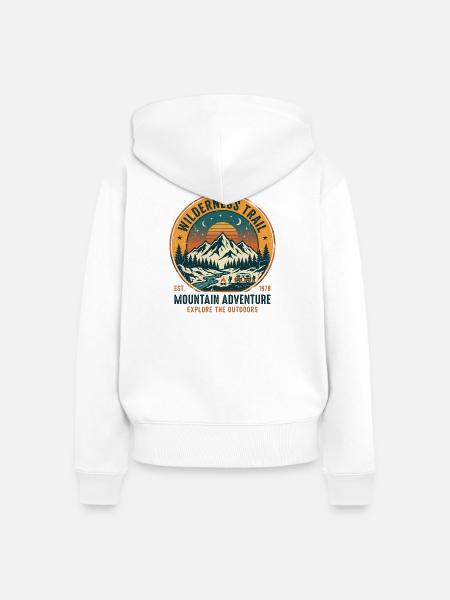 Wilderness Trail Mountain Adventure - Frauen Premium Bio Zip Hoodie - Weiß