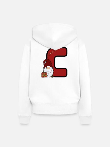 Weihnachts-C mit Santa und Geschenk - Frauen Premium Bio Zip Hoodie - Weiß