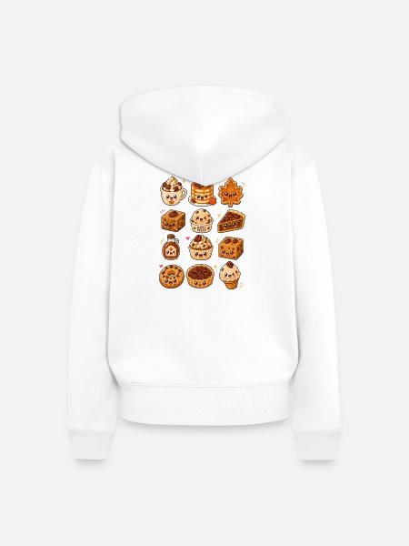 Kawaii Ahorn-Pekannuss | Herbstdesserts - Frauen Premium Bio Zip Hoodie - Weiß