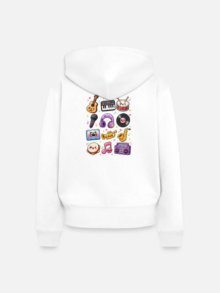 Kawaii Musik | Instrumente & Retro - Frauen Premium Bio Zip Hoodie - Weiß