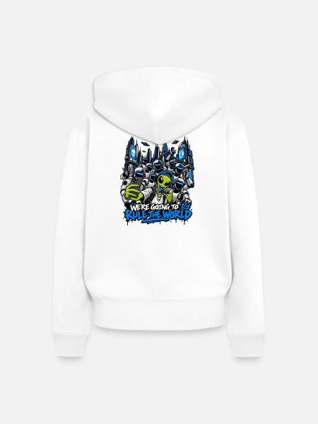 Alien-Invasion dominiert die Welt - Frauen Premium Bio Zip Hoodie - Weiß