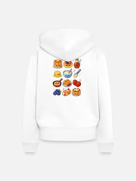 Kawaii Pancakes | Frühstück & Ahornsirup - Frauen Premium Bio Zip Hoodie - Weiß