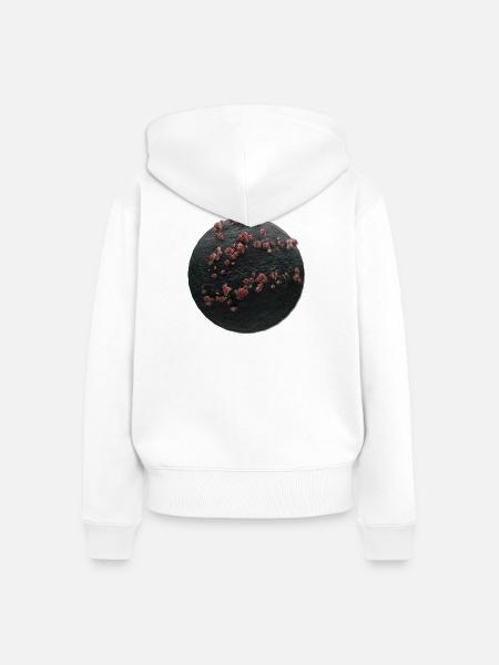 Steinkugel mit pinken Rosen - Frauen Premium Bio Zip Hoodie - Weiß