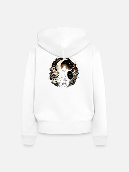 Mondkrieger im Nebelkreis - Frauen Premium Bio Zip Hoodie - Weiß