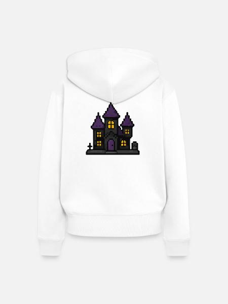 Purpurnacht-Spukhaus - Frauen Premium Bio Zip Hoodie - Weiß