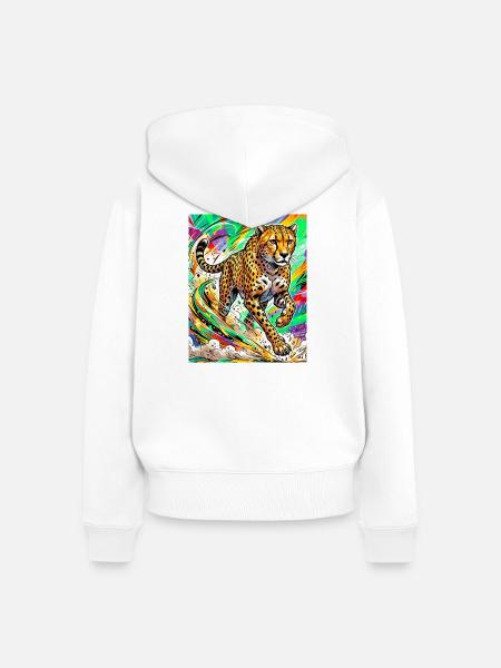 Gepard - Frauen Premium Bio Zip Hoodie - Weiß