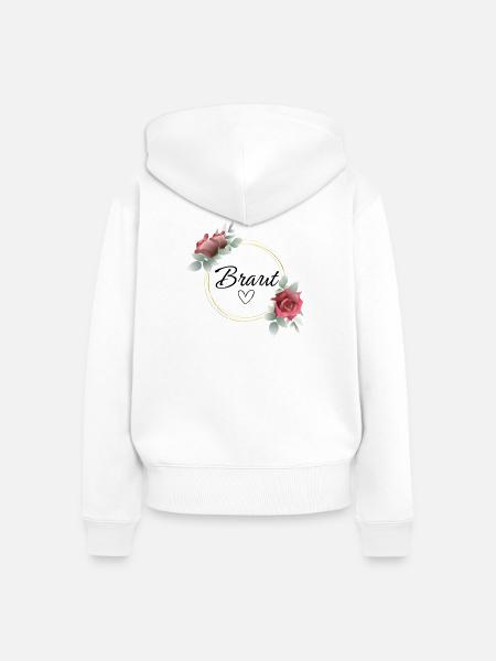 Braut Herz Rosenkranz - Frauen Premium Bio Zip Hoodie - Weiß