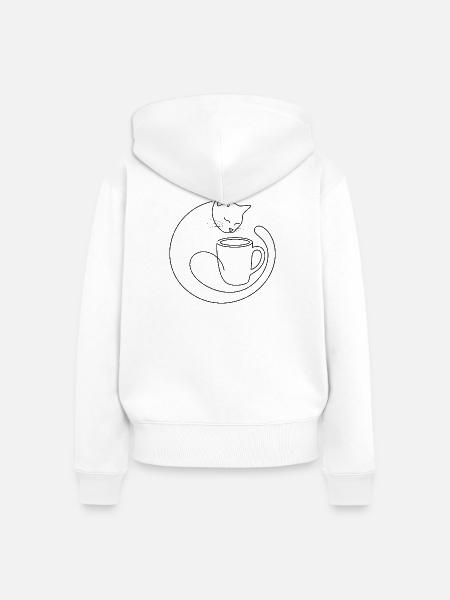 Katze schläft mit Mix - Frauen Premium Bio Zip Hoodie - Weiß