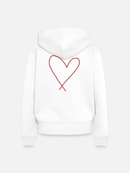 Rotes Herz Geschenkidee Liebe verliebt  - Frauen Premium Bio Zip Hoodie - Weiß