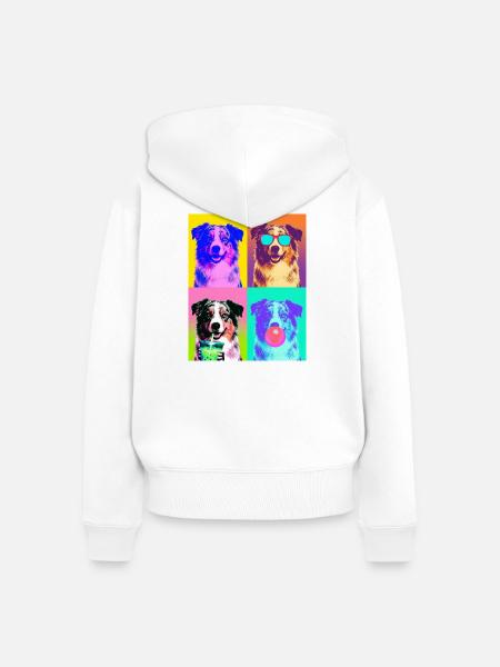 Hunde Australian Shepherd Hund - Frauen Premium Bio Zip Hoodie - Weiß