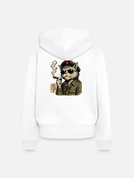 Cat Guevara - Frauen Premium Bio Zip Hoodie - Weiß