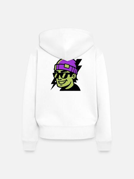 Skater Profil Blitz Grafik - Frauen Premium Bio Zip Hoodie - Weiß
