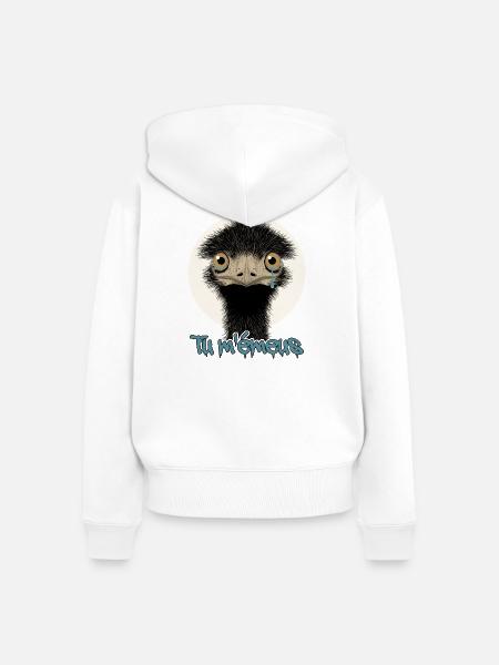 TU M'ÉMUS (Vogel, Emotion) - Frauen Premium Bio Zip Hoodie - Weiß