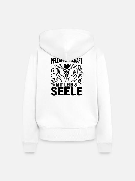 Pflegefachkraft mit Leib & Seele - Frauen Premium Bio Zip Hoodie - Weiß