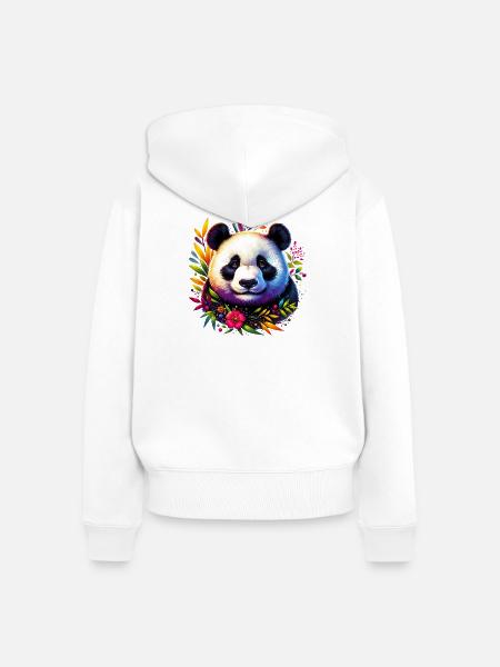 Panda - Frauen Premium Bio Zip Hoodie - Weiß