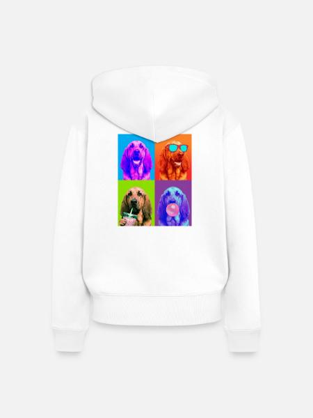 Hunde Bluthund Hund - Frauen Premium Bio Zip Hoodie - Weiß