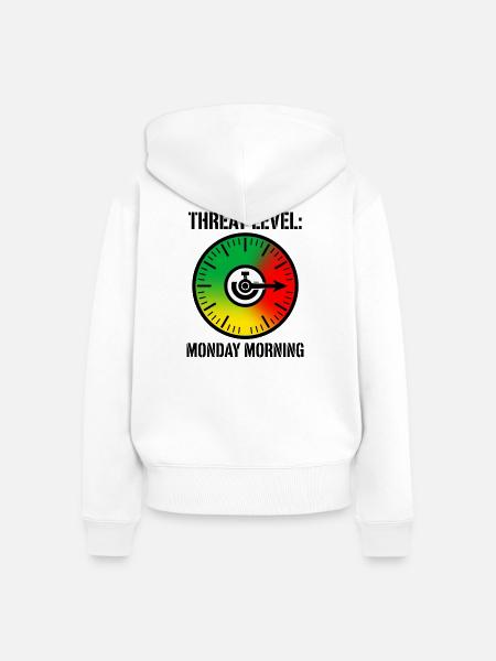 Büro-Humor – Bedrohungsstufe - Frauen Premium Bio Zip Hoodie - Weiß