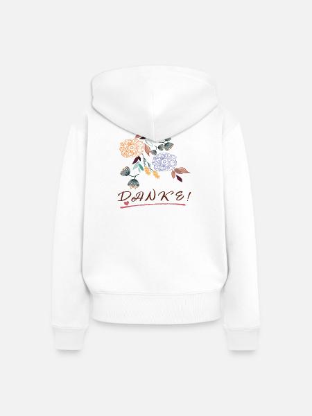 Danke mit Blumen - Frauen Premium Bio Zip Hoodie - Weiß