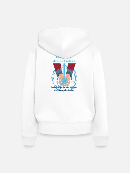 Händewaschen: Schadenfreude schönste Freude! - Frauen Premium Bio Zip Hoodie - Weiß