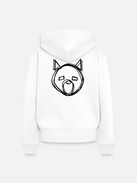 Wolf handgezeichnet - Frauen Premium Bio Zip Hoodie - Weiß