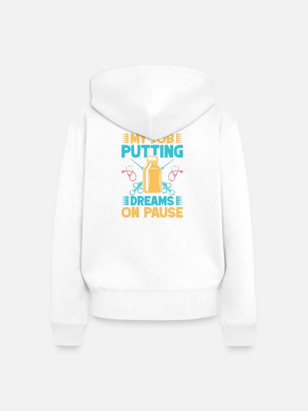 Anesthesiologist Dreams On Pause Anesthesia - Frauen Premium Bio Zip Hoodie - Weiß