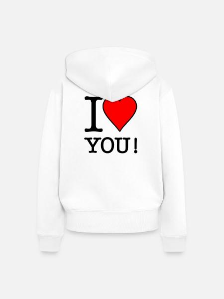 I Love you - Frauen Premium Bio Zip Hoodie - Weiß