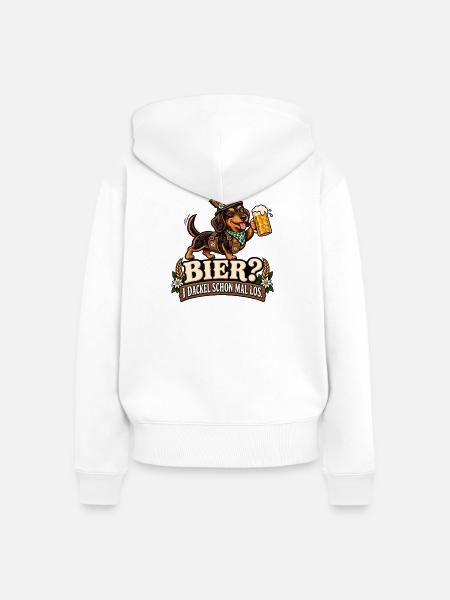 Lustiger Dackel im bayerischen Look - Frauen Premium Bio Zip Hoodie - Weiß