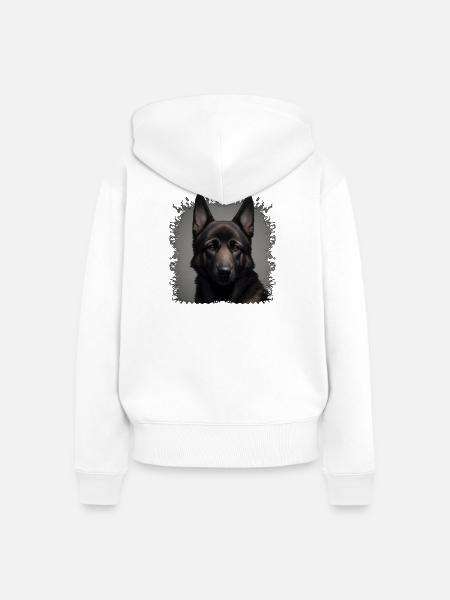 Dunkler Schäferhund  - Frauen Premium Bio Zip Hoodie - Weiß
