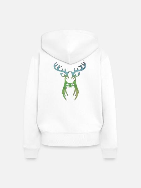 Wasserfarbiger Hirschkopf Silhouette - Frauen Premium Bio Zip Hoodie - Weiß