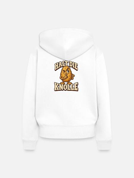 Halt die Knolle – Freche Kartoffel - Frauen Premium Bio Zip Hoodie - Weiß