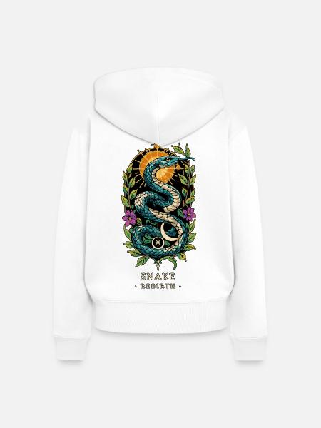 SCHLANGENTOTEM Wiedergeboren - Frauen Premium Bio Zip Hoodie - Weiß