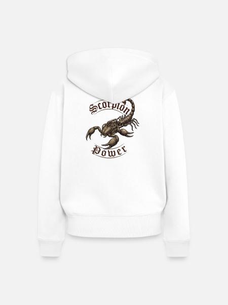 Sternzeichen Skorpion Kraft - Frauen Premium Bio Zip Hoodie - Weiß