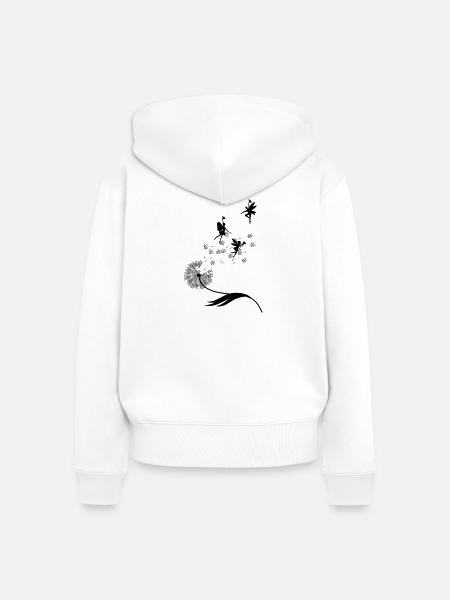 Schmetterlingdesign Pusteblumen Wiese Herzen Feen - Frauen Premium Bio Zip Hoodie - Weiß