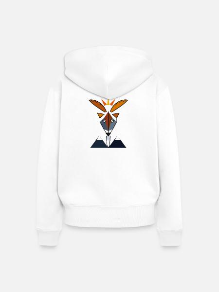 Hirsch - Frauen Premium Bio Zip Hoodie - Weiß