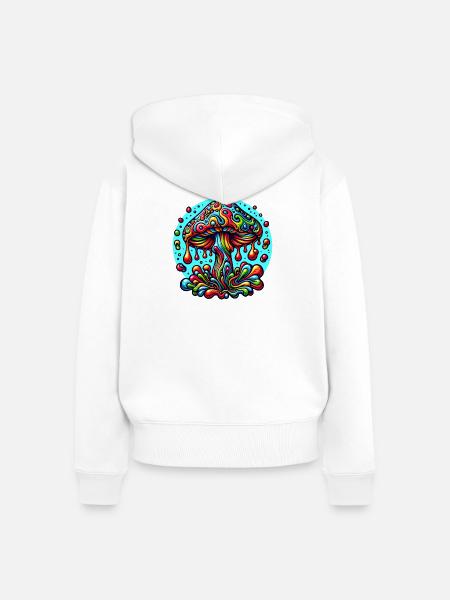 MUSHROOM - Frauen Premium Bio Zip Hoodie - Weiß