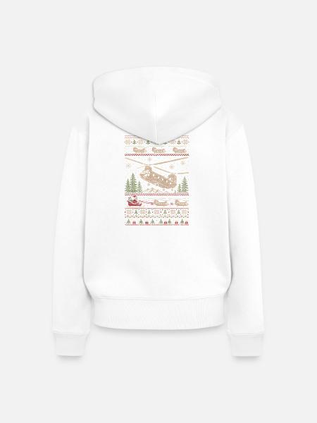 CH47 Chinook Weihnachtspullover - Frauen Premium Bio Zip Hoodie - Weiß