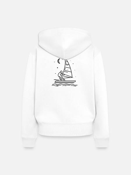 Windsurfen Skizze - Frauen Premium Bio Zip Hoodie - Weiß