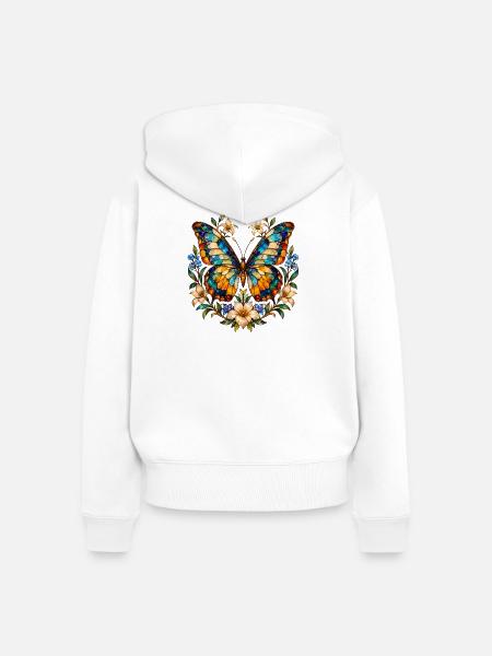 Schmetterlinge Schöner Schmetterling - Frauen Premium Bio Zip Hoodie - Weiß