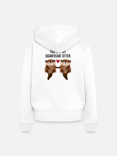 Otterliebe im Doppelpack - Frauen Premium Bio Zip Hoodie - Weiß