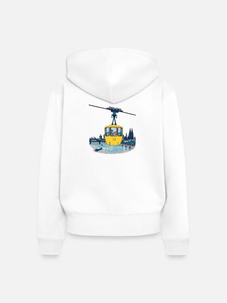 Kölner Seilbahn Risograph - Frauen Premium Bio Zip Hoodie - Weiß