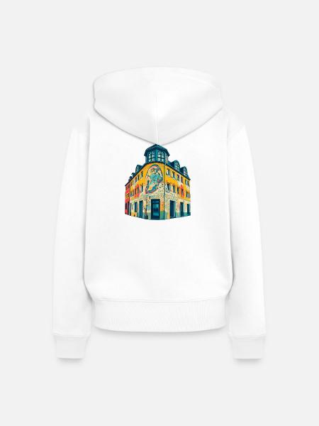 Nippes Eckhaus Retro - Frauen Premium Bio Zip Hoodie - Weiß
