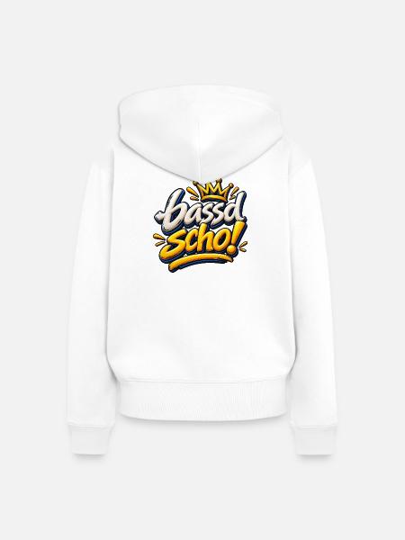 Bassd Scho Graffiti Krone Design - Frauen Premium Bio Zip Hoodie - Weiß