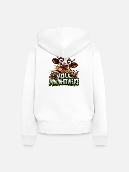 Voll Muuhhtviert Kuh Cartoon - Frauen Premium Bio Zip Hoodie - Weiß