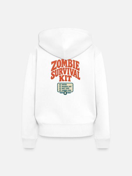 Zombie Survival Kit - Frauen Premium Bio Zip Hoodie - Weiß