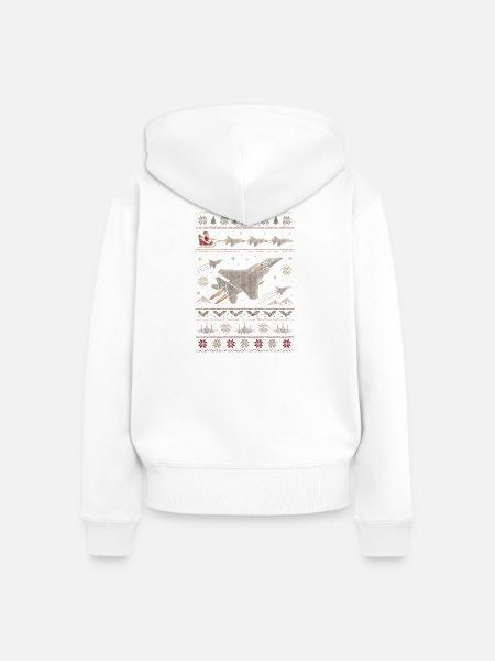 F15 Eagle Weihnachtspullover - Frauen Premium Bio Zip Hoodie - Weiß