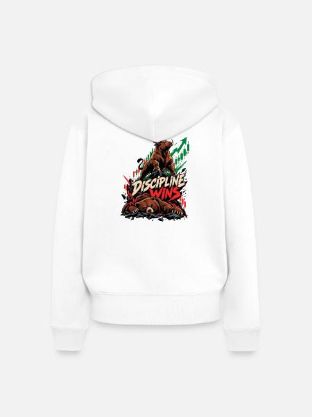 Disziplin siegt: Bulle und Bär - Frauen Premium Bio Zip Hoodie - Weiß
