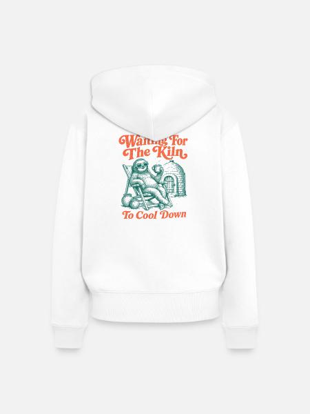 Wartend Darauf, Dass Der Ofen Abkühlt, - Frauen Premium Bio Zip Hoodie - Weiß