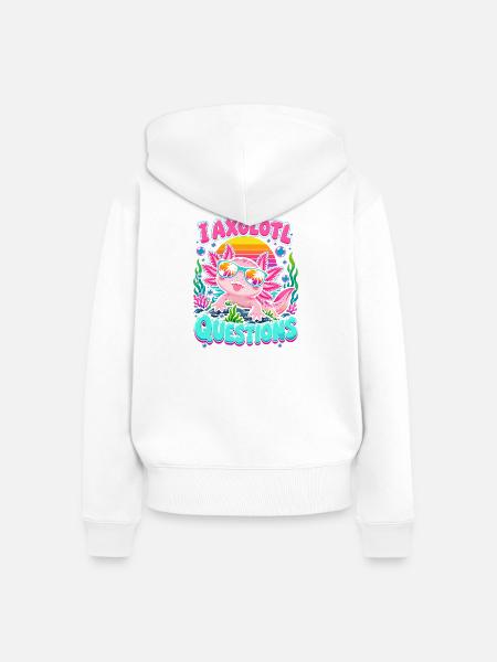 Axolotl am Strand mit Sonnenbrille - Frauen Premium Bio Zip Hoodie - Weiß