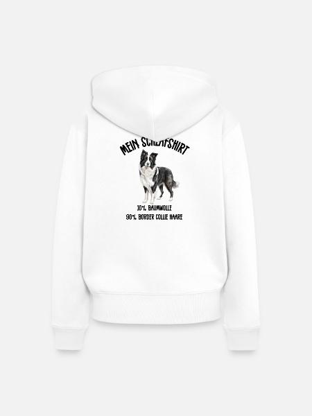 Border Collie Schlafshirt Hütehund - Frauen Premium Bio Zip Hoodie - Weiß