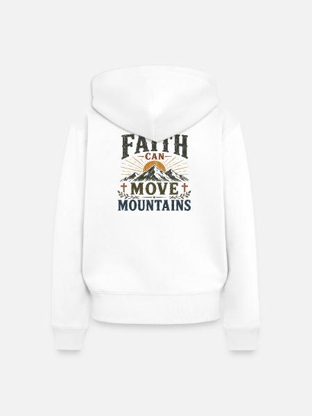 Der Glaube kann Berge versetzen - Frauen Premium Bio Zip Hoodie - Weiß
